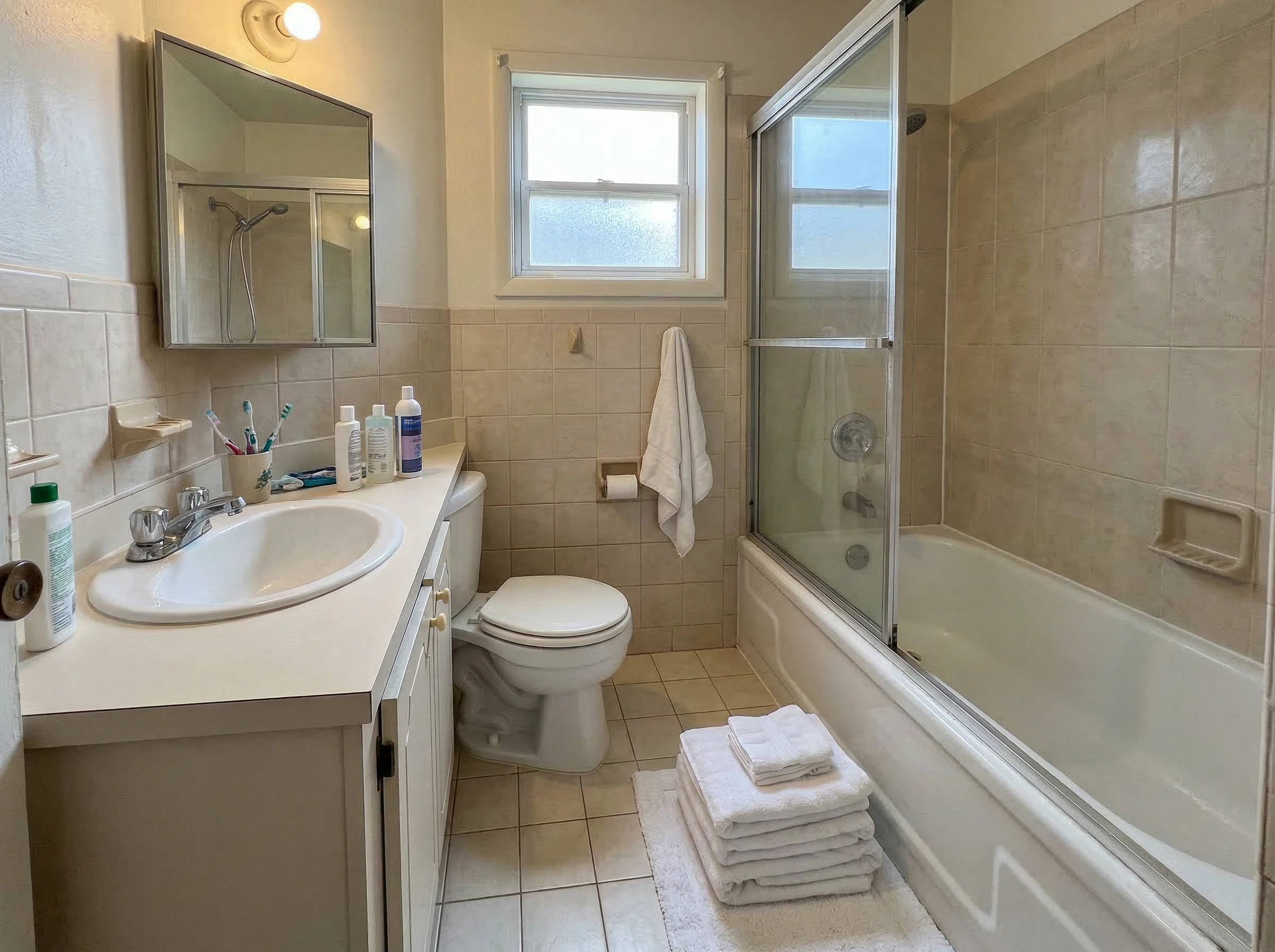 Bathroom Restoration: a bathroom after cleaning